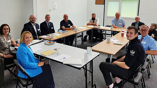 Helen at the bus roundtable meeting