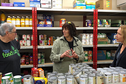 Helen visiting the Oswestry foodbank