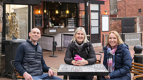 Helen outside Square One in Oswestry