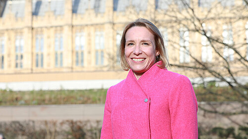 Helen Morgan outside Parliament