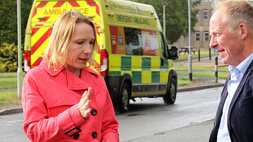 Helen with an ambulance