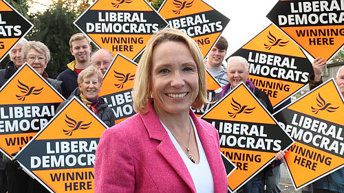 Helen Morgan with supporters