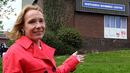 Helen Morgan outside Whitchurch Pool