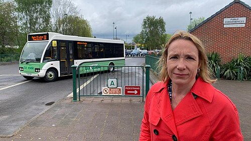 Helen Morgan with a Market Drayton bus