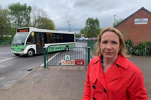 Helen Morgan with a Market Drayton bus