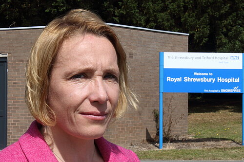 Helen Morgan outside a local hospital