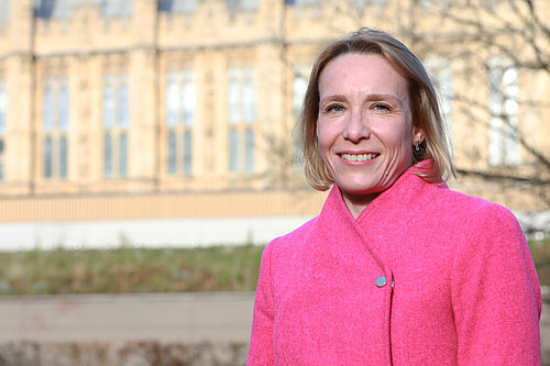 Helen Morgan outside Parliament