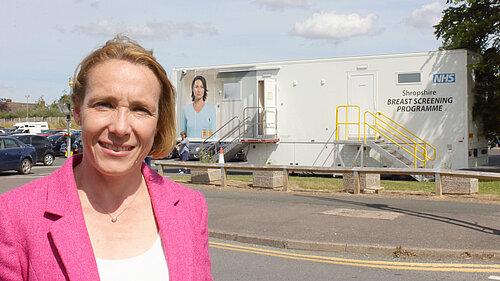 Helen with a Breast Cancer screening unit