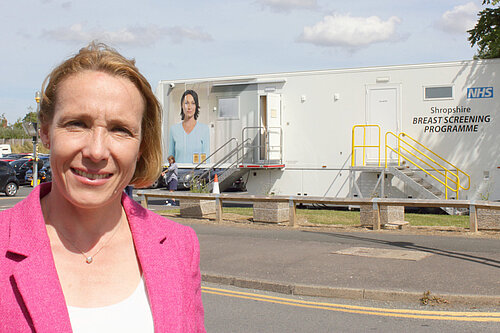 Helen with a Breast Cancer screening unit