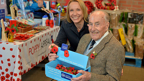 Helen with a local veteran