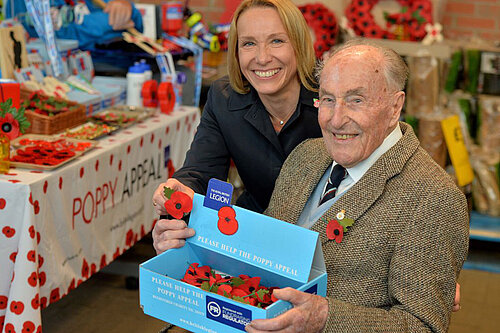 Helen with a local veteran