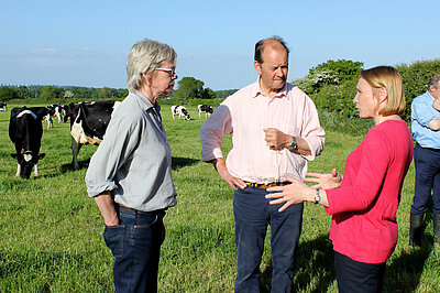 Helen with local farmers