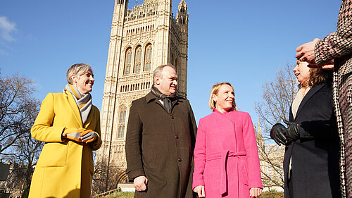 Helen with Lib Dem colleagues outside Parliament