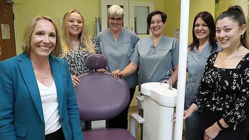 Helen with staff at Green End dental practice