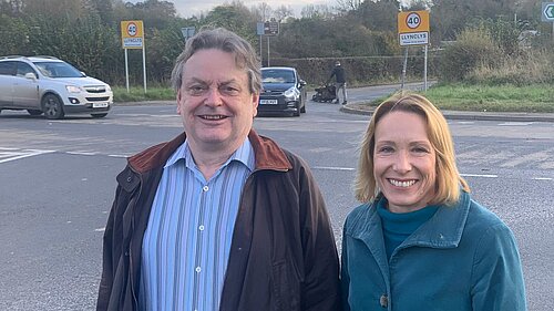 Helen with local campaigner Duncan Borrowman at the A483