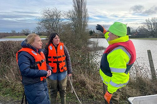 Helen surveys recent flooding