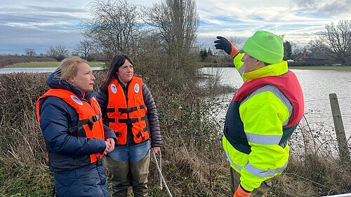 Helen surveys recent flooding