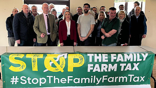 Helen with farmers at the meeting