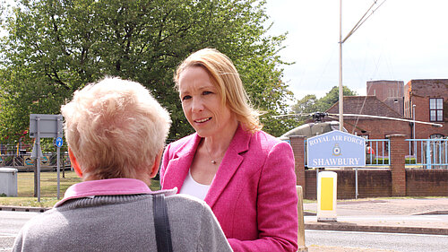 Helen outside RAF Shawbury