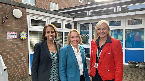 Helen Morgan and Munira Wilson visit the Grove School in Market Drayton