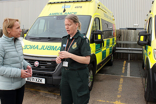 Helen Morgan talks to a local ambulance controller