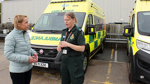 Helen discusses situation with a local ambulance controller