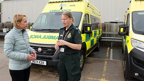 Helen Morgan talks to a local ambulance controller