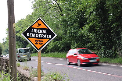 A Lib Dem poster board