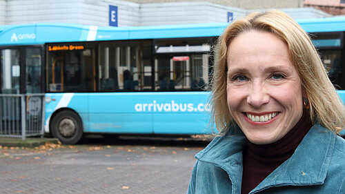 Helen with an Arriva bus