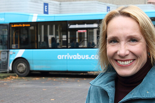 Helen with an Arriva bus