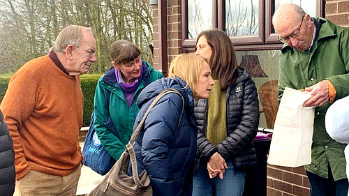 Helen with residents in Crickheath