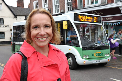 Helen with a Market Drayton bus