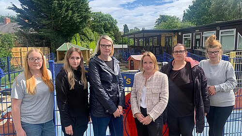 Helen Morgan with nursery leader Ali Myers and parents