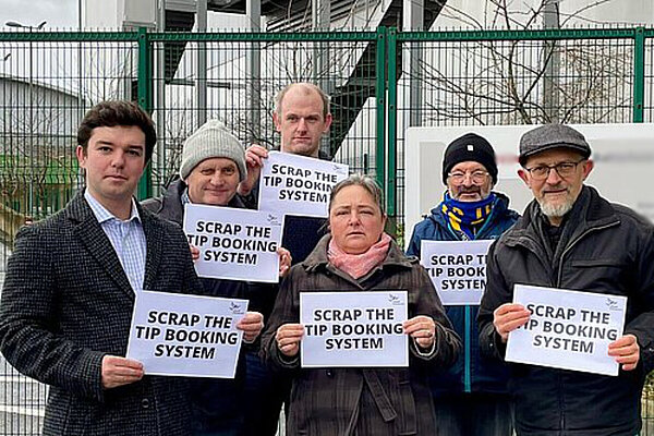 Lib Dems campaigning outside a Shropshire recycling centre