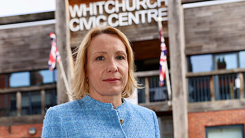 Helen outside the Whitchuch Civic Centre