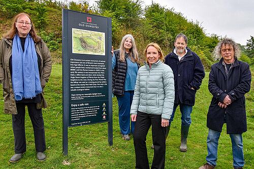 Helen Morgan with campaigners from Hands Off Old Oswestry Hillfort (HOOOH)