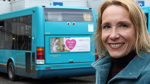 Helen with a Shropshire bus