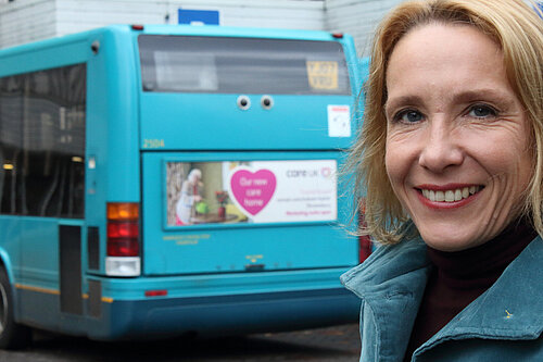 Helen with a Shropshire bus